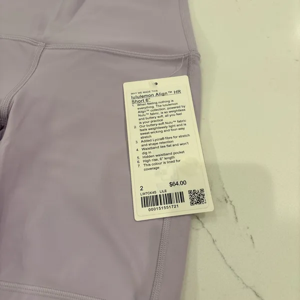 Lululemon align shorts size 2 purple lilac ether 6” inseam nwt - Image 4