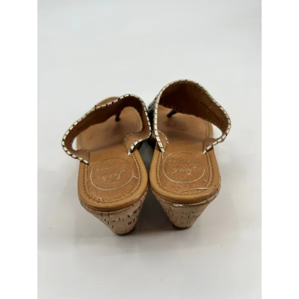 Jack Rogers Marbella navy blue leather cork wedge thong flip flop sandal size 8 - Image 4