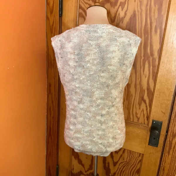 Vintage 80s Knit Sweater Vest Neutral Speckled V-Neck Sleeveless Boho Layering - Image 13