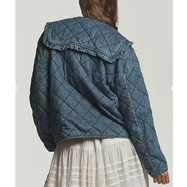 Maeve Anthropologie Hazel Quilted Chambray Cottagecore Farmhouse Jacket Size S - Image 6