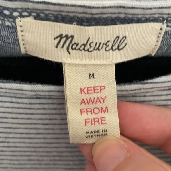 Madewell Ruffle Sleeve Blue Striped Top Medium Butterfly Sleeve - Image 5
