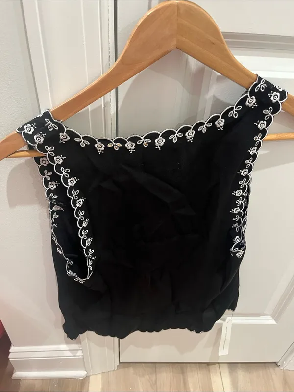 NWT Reformation Marlena Floral Trim Top Black White 4 - Image 5