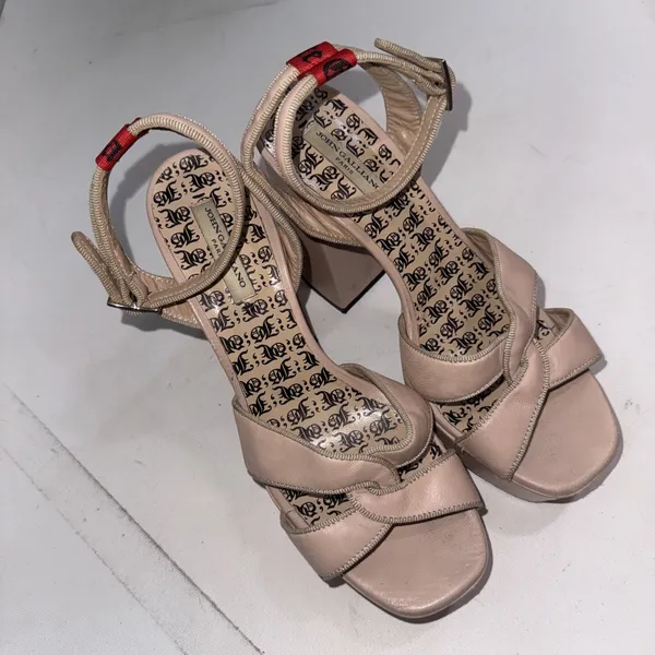 Y2K Style John Galliano Italian Leather Nude Platform Strappy Heels 38 READ‎ - Image 15