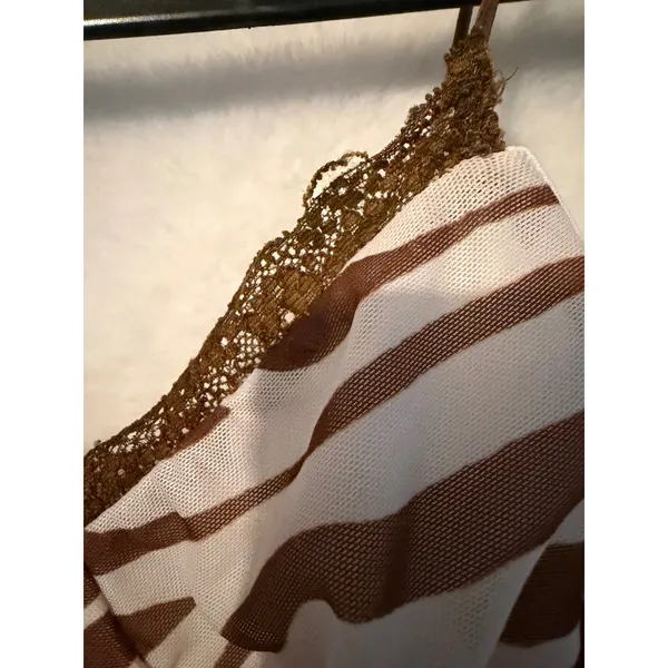 Princess Polly Zebra Print Lace‎ Trim Crop Top Brown White Camisole Size 0 - Image 2