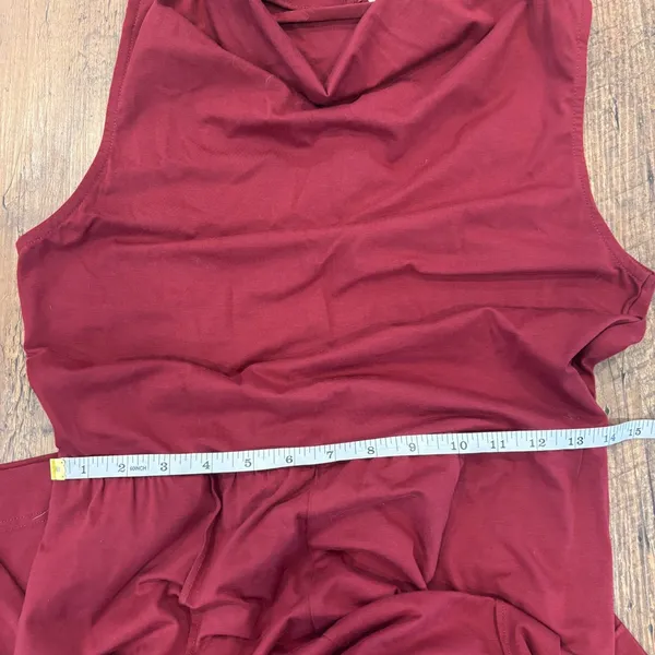 NWT Pact Organic Cotton Fit & Flare Cowl Mock Neck Jumpsuit Red Women's Sz Small - Image 8
