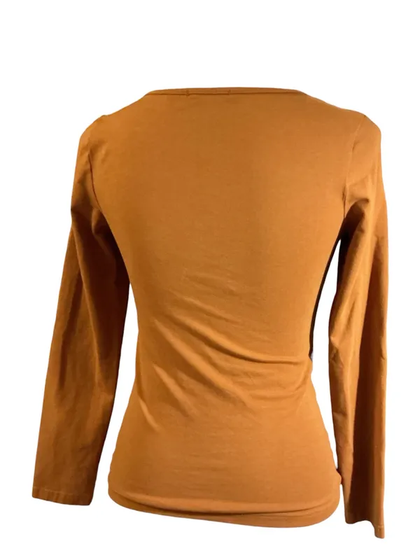 MANGOPOP Women's Medium Long Sleeve Square Neck Top - Caramel Brown / Rust - Image 2