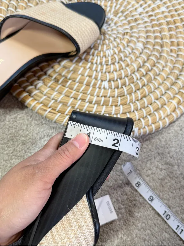 Ann Taylor Factory Women’s Slip-On Leather Raffia Wedge Sandals in Black Cream 8 - Image 14