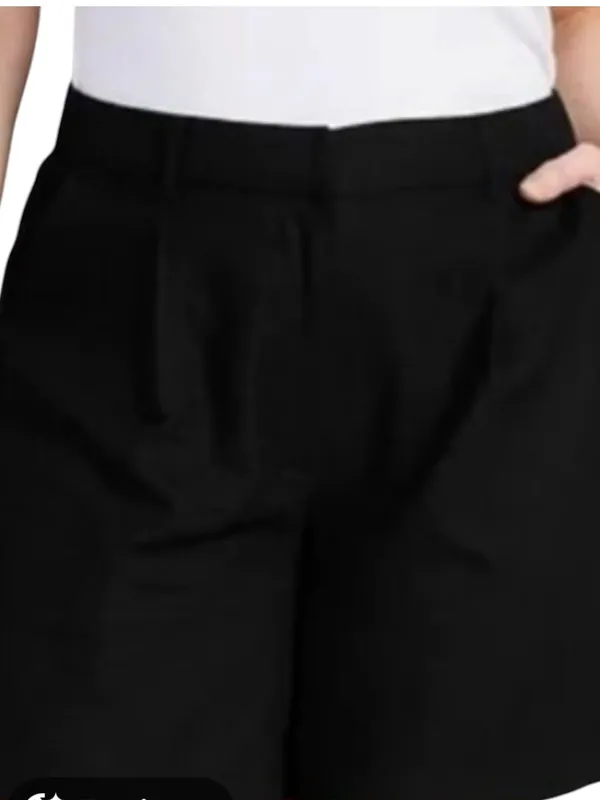 Old Navy Linen Blend Shorts Women’s Medium Black High Rise Pleated Adjustable - Image 2