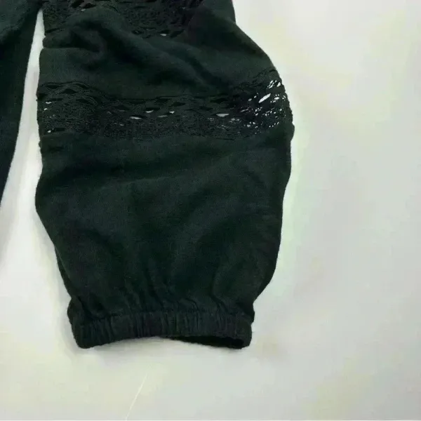Linda Leal Women's Black Peasant Blouse‎ Long Sleeve Size S - Image 5