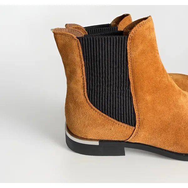 Nine West Tan Suede Chelsea Boots Women's 7.5M Silver Heel New NWOB - Image 4