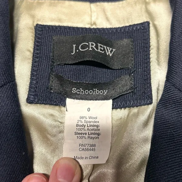 J. Crew Classic Schoolboy Navy Wool Women’s Blazer Size 0 Gold Button Up - Image 4
