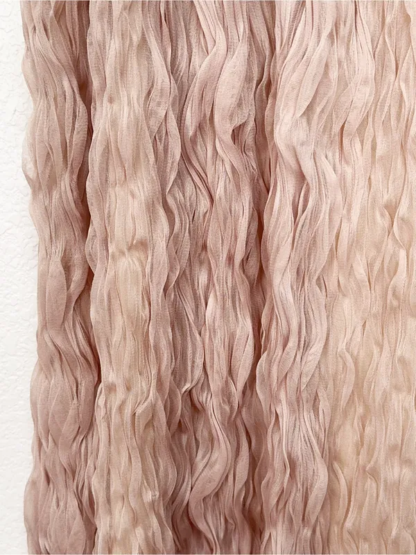 Miss Sparkling Nude Textured Fringe Elastic Waist Maxi Skirt - Image 3