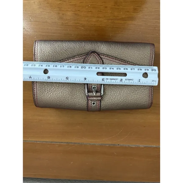 Vtg Wilsons Leather Bifold Wallet For‎ Women Leather Rose Gold Tone - Image 9
