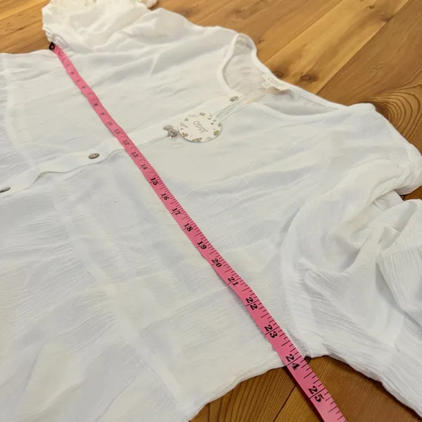 Oddi White Lace Tunic Blouse Boho Tiered Bell Sleeve Button Down Plus Size 1X - Image 2