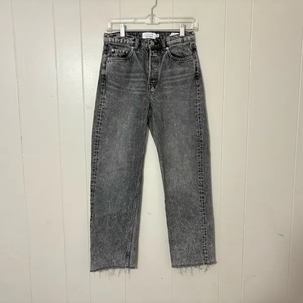 & Other Stories Stockholm Atelier High Rise Straight Leg Jeans Gray Black Raw He - Image 2