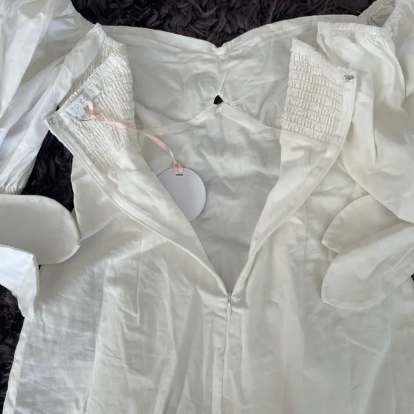 Revolve MORE TO COME Amora Bow Mini Dress in White - Image 7