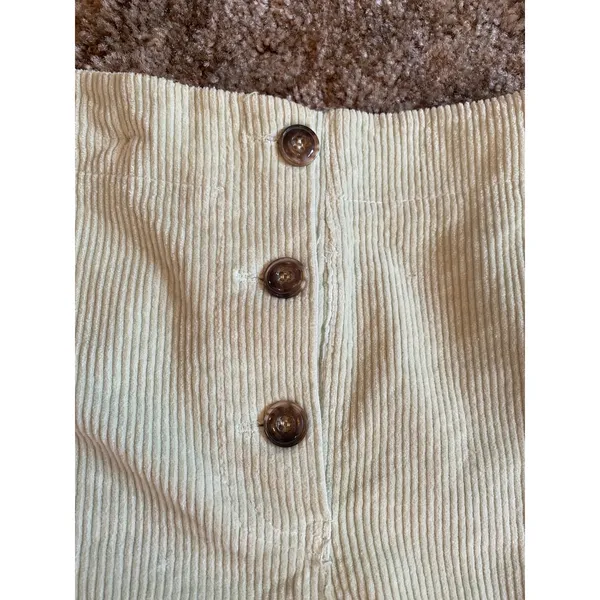 Don't Ask Why Brandy Melville Light Green Corduroy Button Front Mini Skirt OS - Image 2