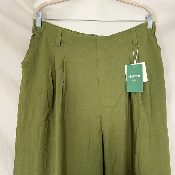 NWT Halara High Waisted Wide Leg Flowy Solid Palazzo Casual Linen-Feel Pants XL - Image 8