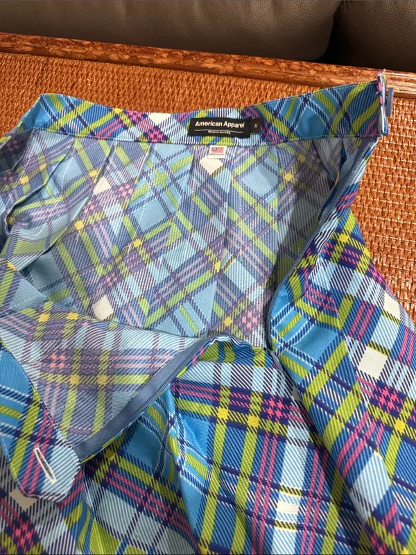Plaid A-Line Mini Skirt in Blue and Green - Image 6