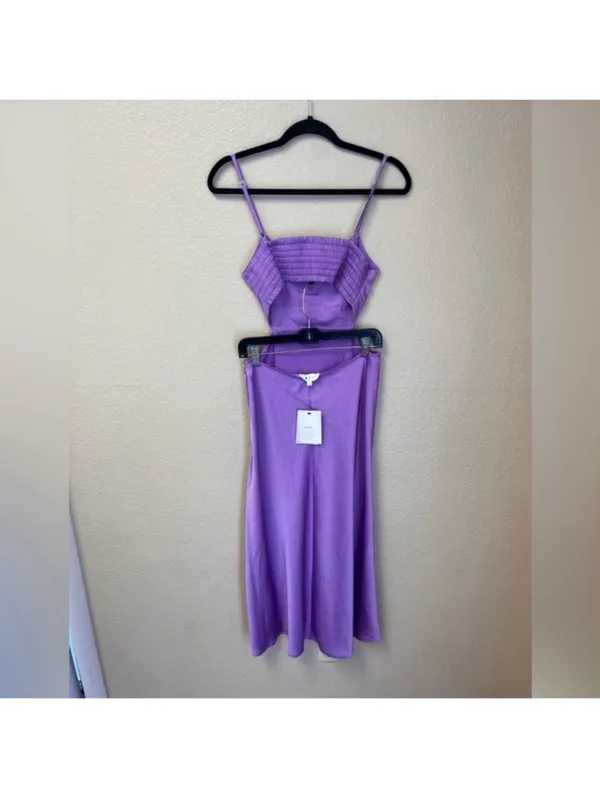 A.L.C Frank NWT Blakely Satin Side Cut-Out Open Back Dress in Amethyst Orchid Size 6 - Image 4