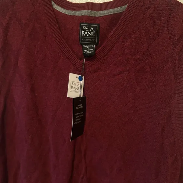 NWT Jos. A. Bank Men’s Large Sleeveless Vest- Deep Burgundy - Image 3