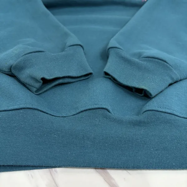 Vintage Teal Blue Double Collared Pullover Sweatshirt Winter Tree‎ Design - Image 4