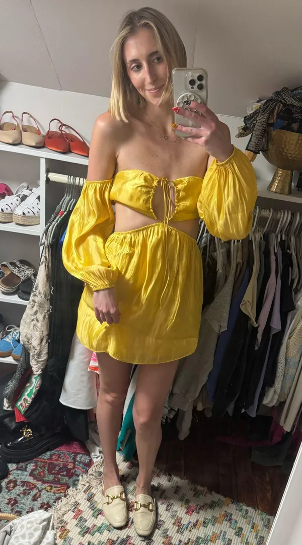Revolve Yellow Cut-Out Cocktail Dress - Image 4