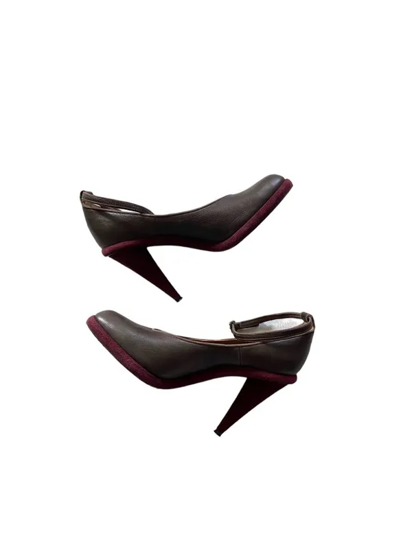 Missoni Designer Leather Ankle Strap Pumps Brown Size 38 Quiet Luxury Boho Glam - Image 8