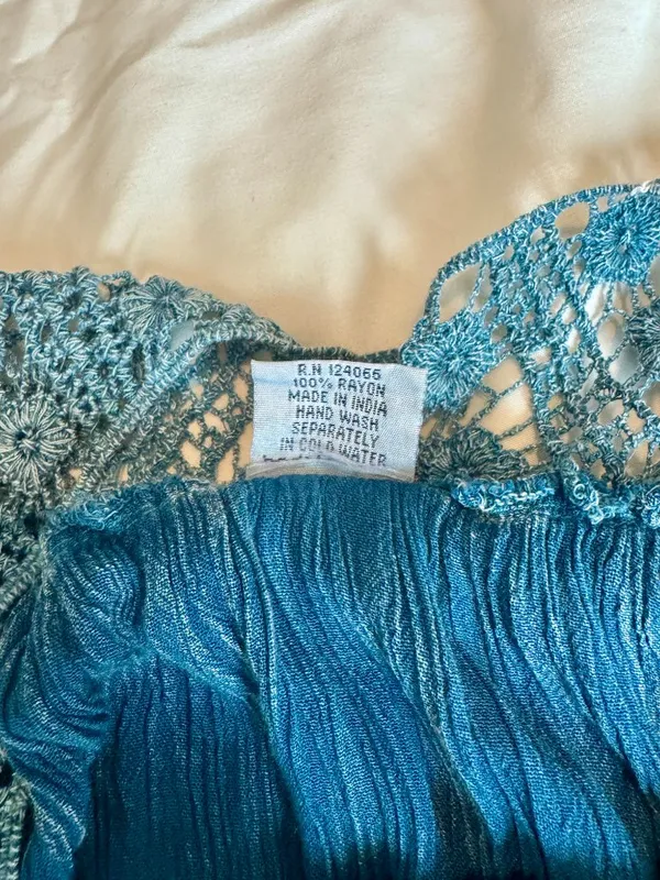 Shoreline Blue Tie-Dye Crochet Trim Sundress Size M - Image 7