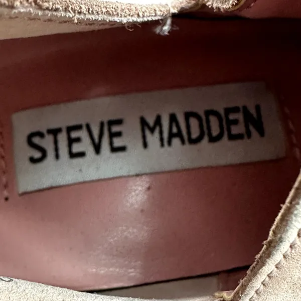 Steve Madden Chaya Pointed Toe Bootie Leather Chunky Block Heel Cutout Pink 8.5 - Image 7