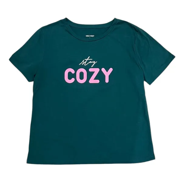 Nine West Teal Stay Cozy T-Shirt Size Large - Image 7