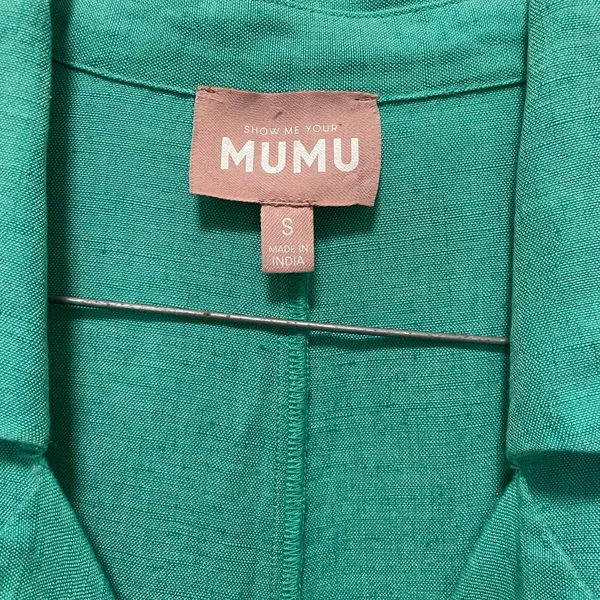 Show Me Your MuMu Teal Collared Top Size Small - Image 4