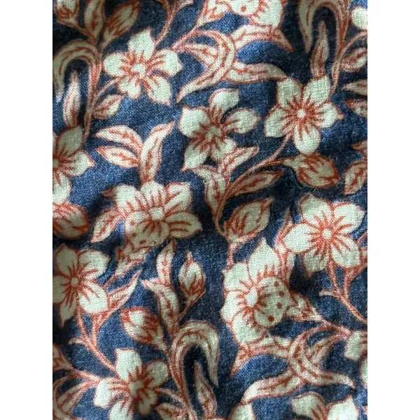 J. McLaughlin Floral Peasant Blouse Medium Blue Pink Balloon Sleeve Notch Neck - Image 4