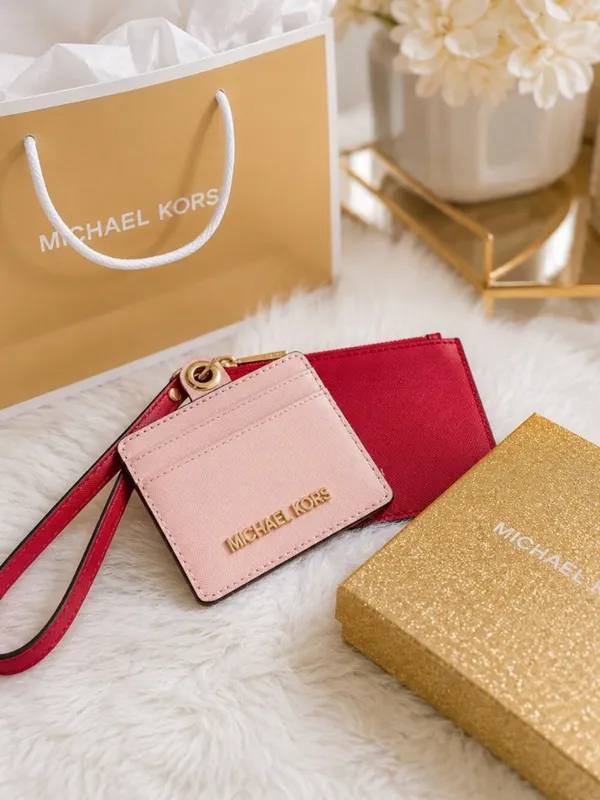 Michael Kors Saffiano Card Case Duo Wristlet Zip Wallet NWT - Image 3