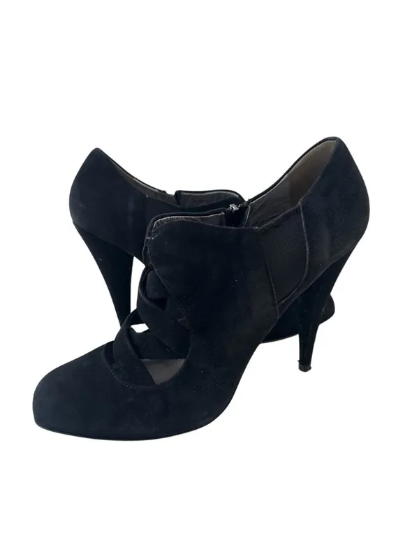 MIU MIU Black Suede Booties Heels Size 39.5/9.5 - Image 6