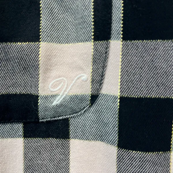 Victoria'S Secret Plaid Flannel Pj’S‎ M Pink/Black W/Gold Thread Preowned - Image 3