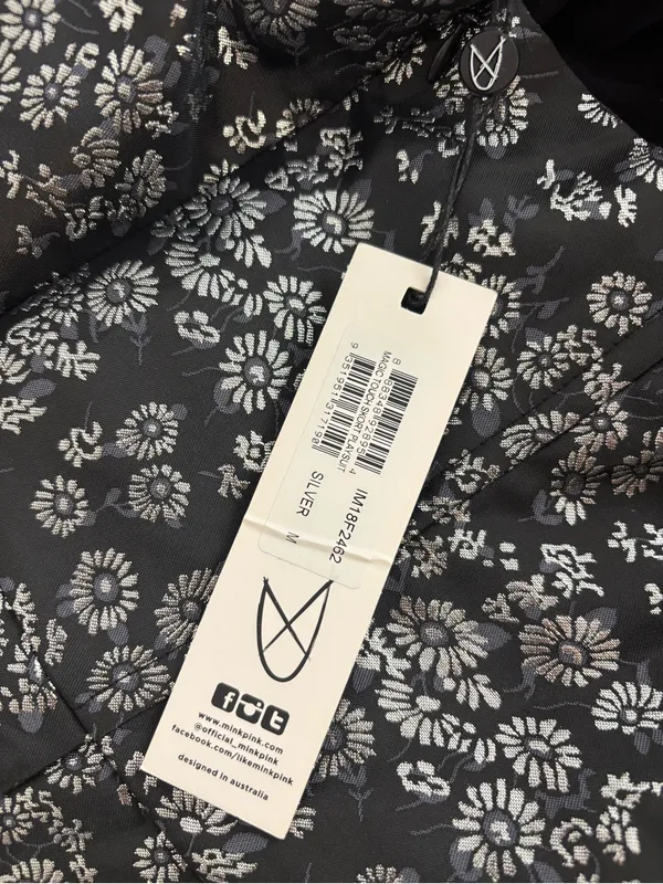 Minkpink Magic Touch Black Metallic Floral Print strapless romper new nwt - Image 4