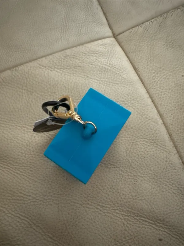 Bath & Body Works Bright Blue Mini Bag Keychain with Gold Hardware - Image 2