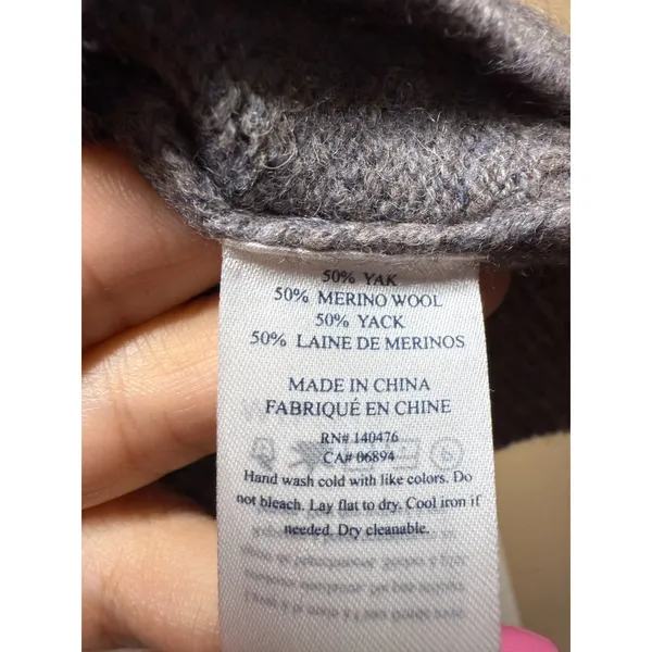 Faherty Colette Sweater Tee Womens XS Gray‎ Yak Merino Wool Fringe Crewneck - Image 5