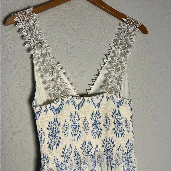 NEW Flying Tomato White Blue Lace Tiered Dress Grecian Vacation Resortwear - Image 8