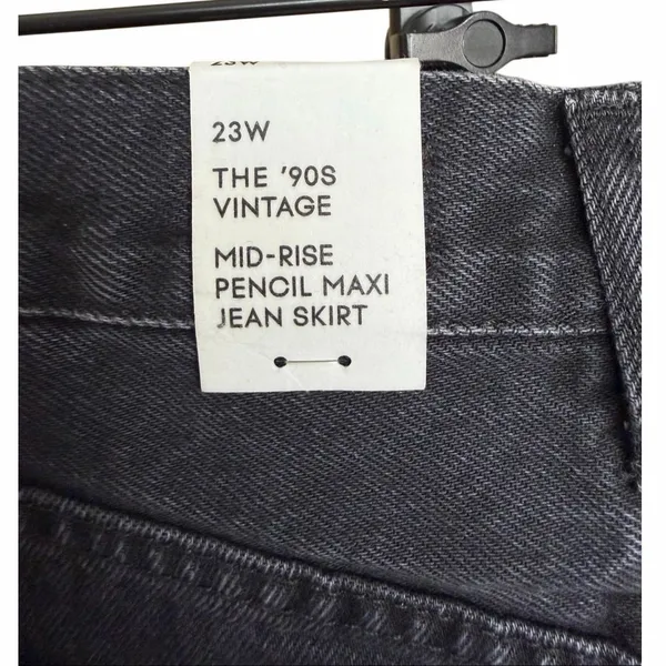 Aritzia The‎ '90S Vintage Mid-Rise Pencil Maxi Jean Skirt Size 23W Black #118619 - Image 5