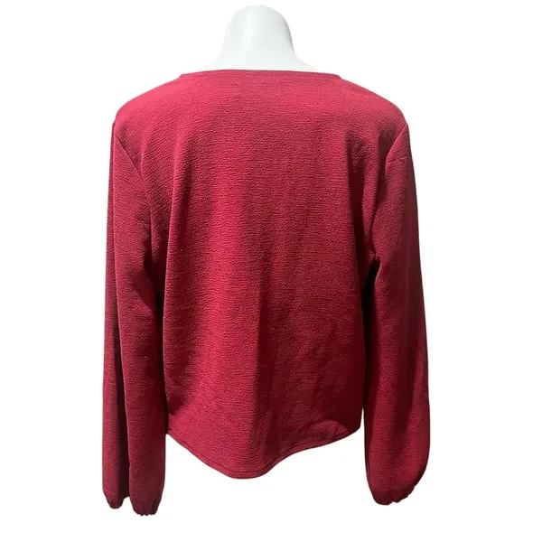 Madewell Women's XL Red V-Neck Wrap Blouse Long Sleeve Casual Top - Image 10