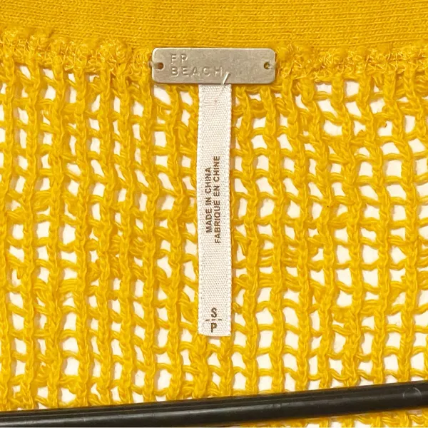 Free People FP‎ Beach Size Small Open Knit Mustard Yellow Cardigan - Image 4