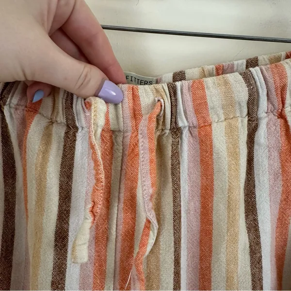 Urban Outfitters Chance Stripe Pant Linen Pull On Neutral Multi Small - Image 5