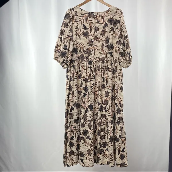 Eloquii Floral Puff Sleeve Midi Dress‎ in Cream Size 16 - Image 9
