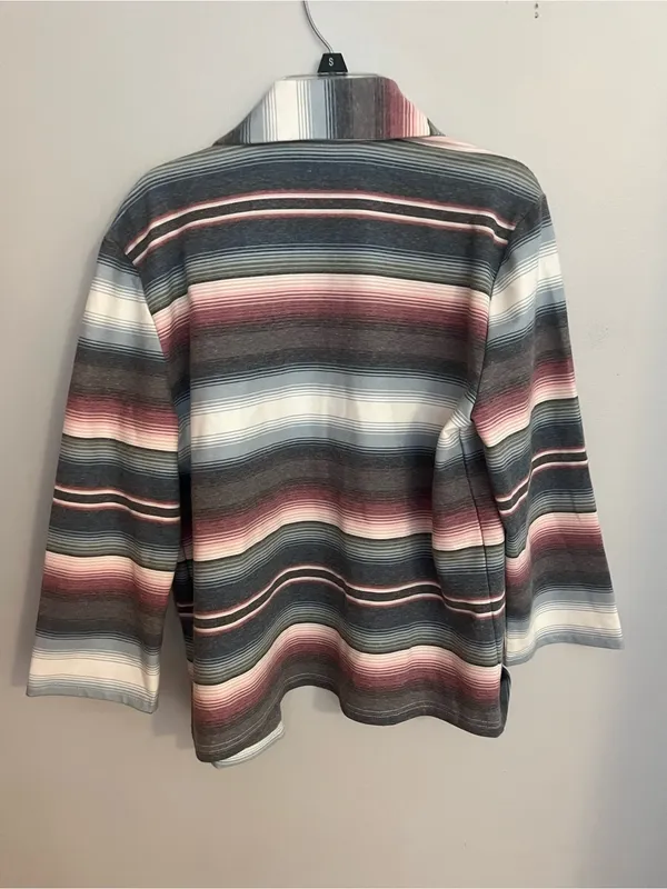 Ariat Striped Open-Front Blazer Jacket in Pink, Gray, Blue, Cream - Image 2