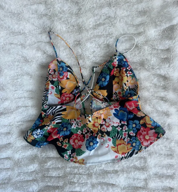 superdown Floral Tie-Front Spaghetti-Strap Cami - White Multi - Image 4