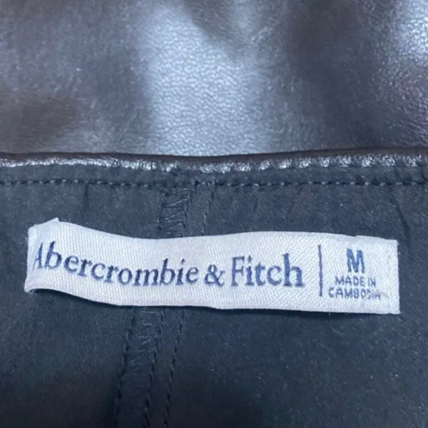 Abercrombie & Fitch Black Faux Leather Zip Mini A-Line Pencil Skirt Skort Size M - Image 4