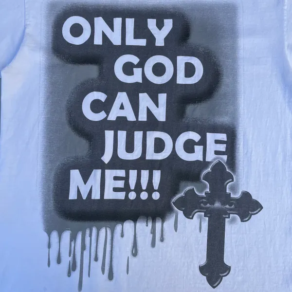 Vintage God Can Judge Me White Graphic T-shirt - Image 3