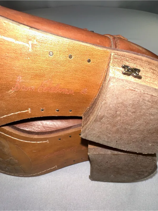 Sam Edelman Palmer Tan Leather Buckle Strap Ankle Boots Side Cutout 7.5M - Image 11
